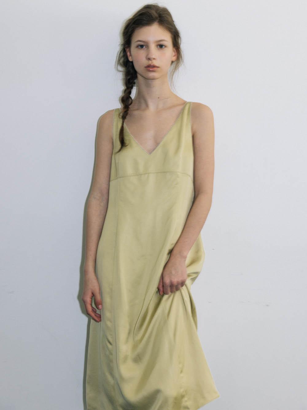 SLIP CUTTING LINE DRESS, BEIGE