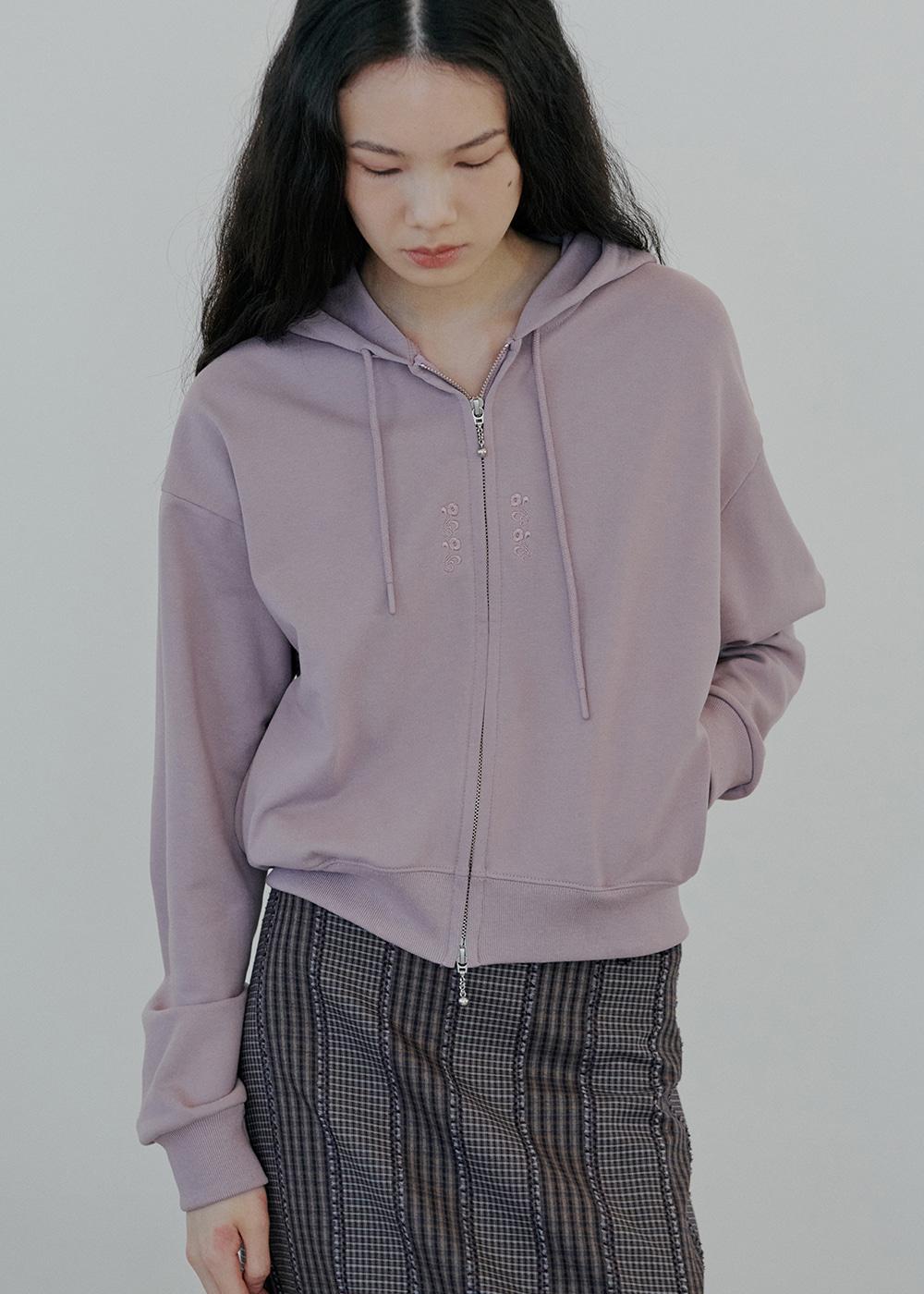 mini flower hood zip-up_lilac