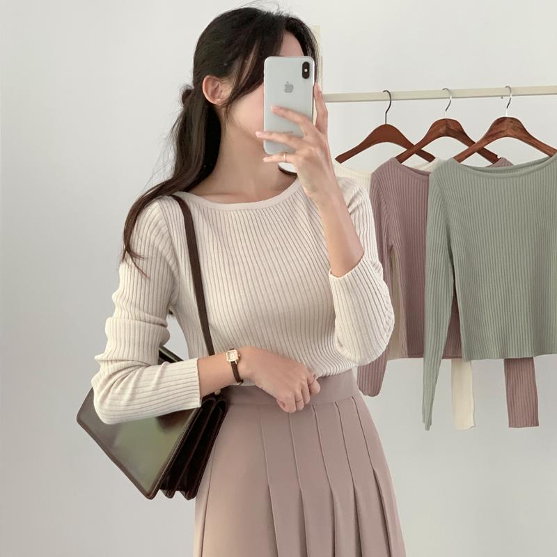 아뜨랑스 [🔥아뜨데이 앵콜할인🔥]5000장 돌파✨ [인생니트,색감맛집] 바닐라 입술넥 골지 니트티 데일리룩,데이트룩,출근룩,여행룩,하객룩,출근룩 ts3842