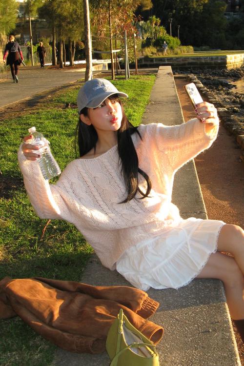 시나몬 케이블 니트_베이비 핑크