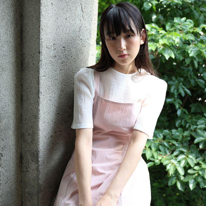 HALF SLEEVE SHEER BLOUSE / WHITE
