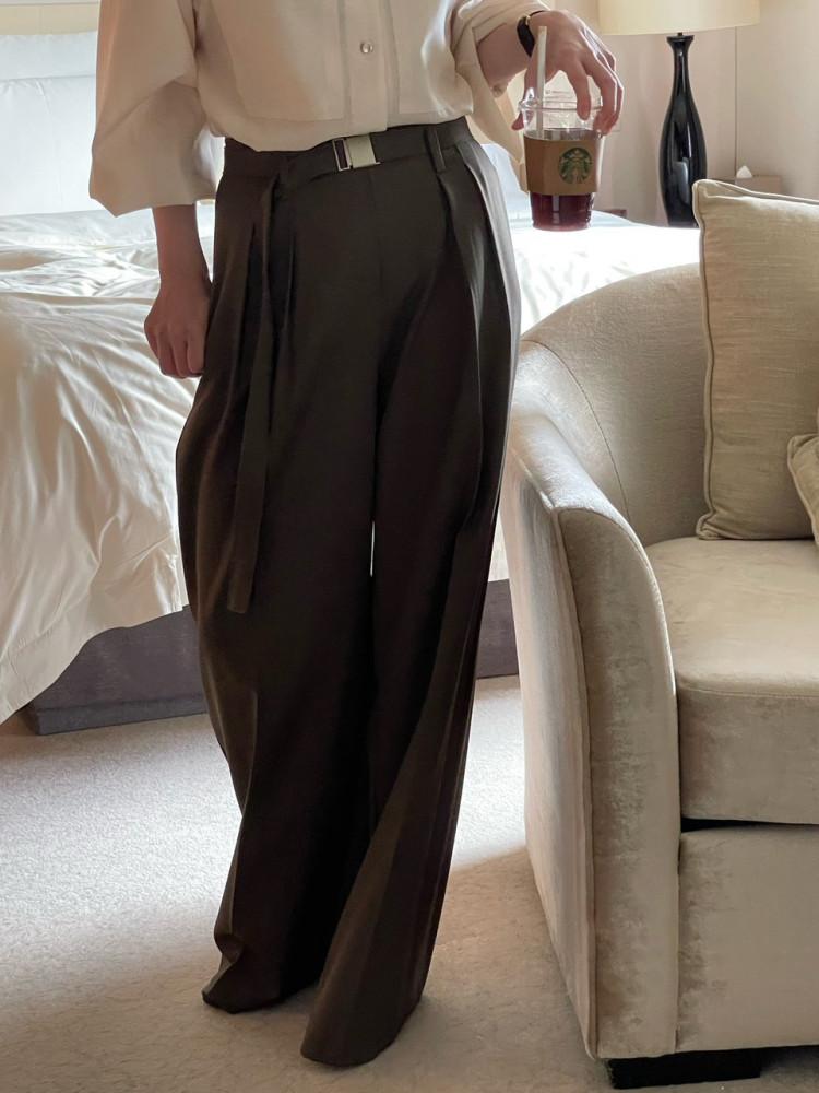 (재진행) 브론즈 FW 런던 슬랙스, 벨트 세트 핀턱 와이드 슬랙스 4color