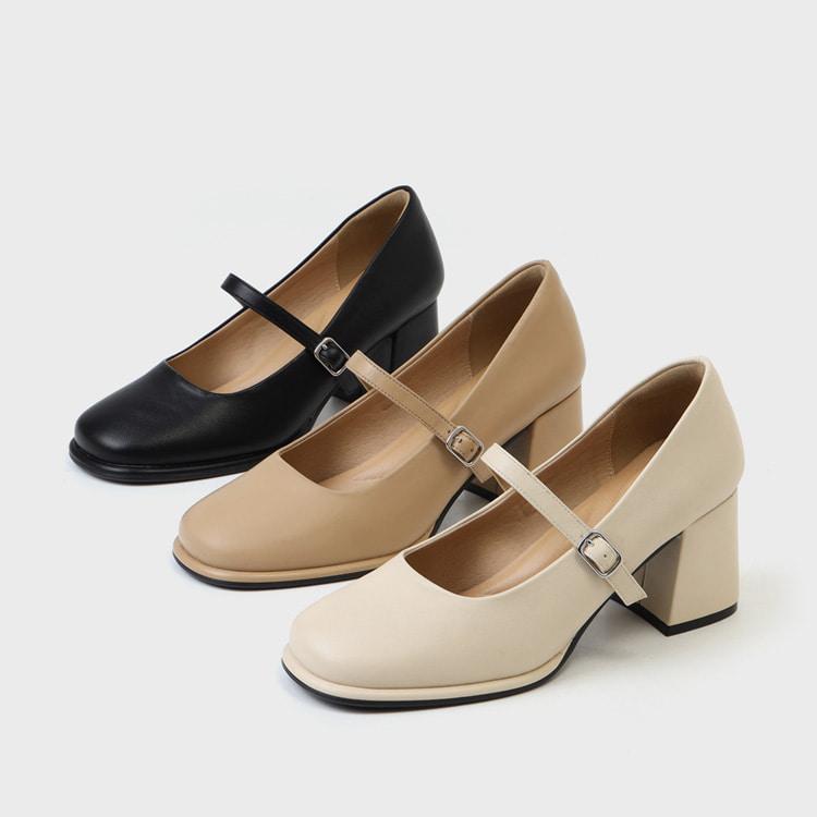 쥬인드 천연가죽 메리제인 펌프스 6cm