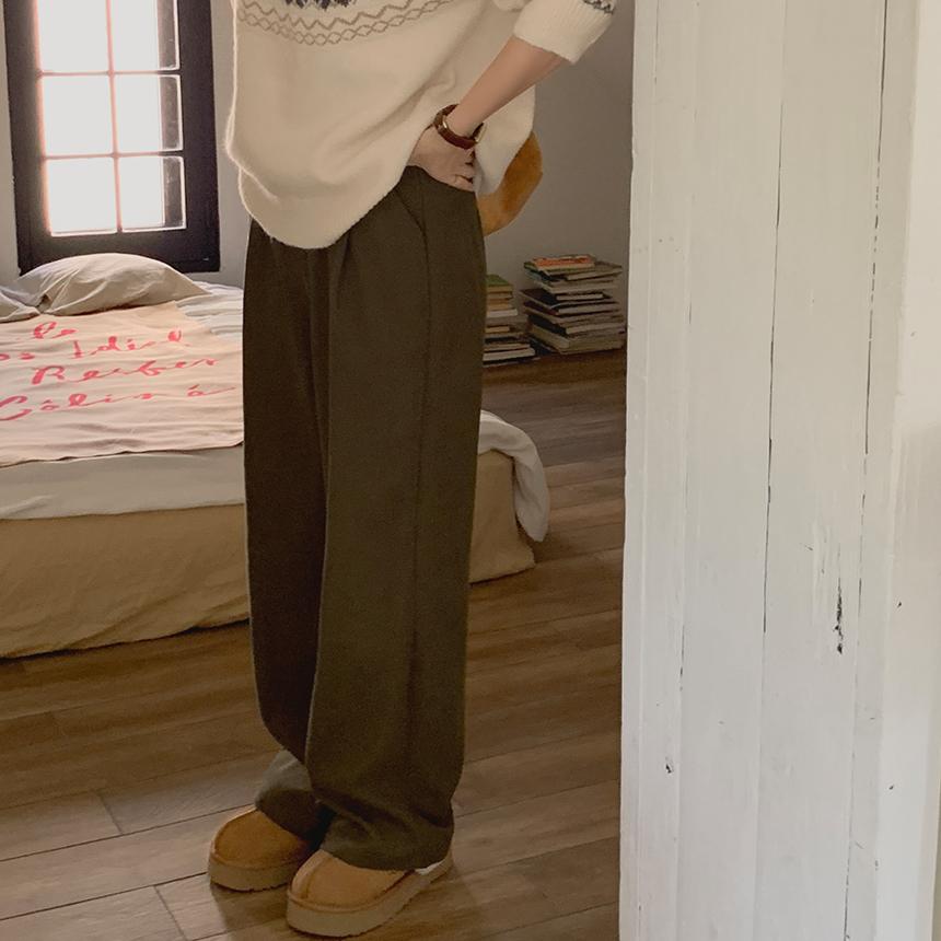 그레이스뮤즈 [무료배송][기획특가]칩스 코듀로이 핀턱 와이드 밴딩 팬츠