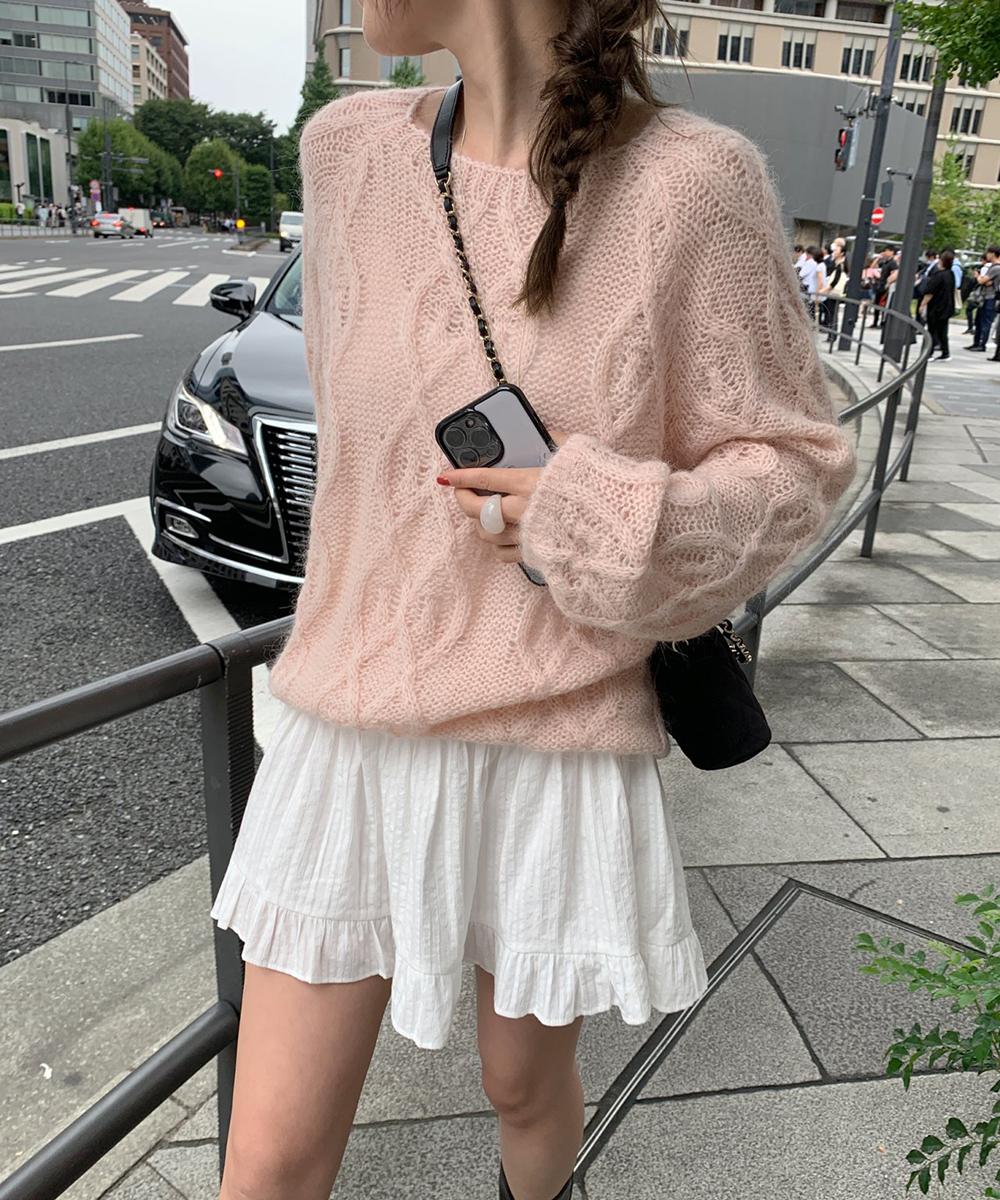 버나뎃 [당일 아이]멜라운지 에어핏 케이블 니트 (4col) mellounge