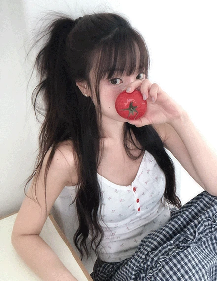 [러블리/이너템] 헨티로 플라워 골지 버튼 나시