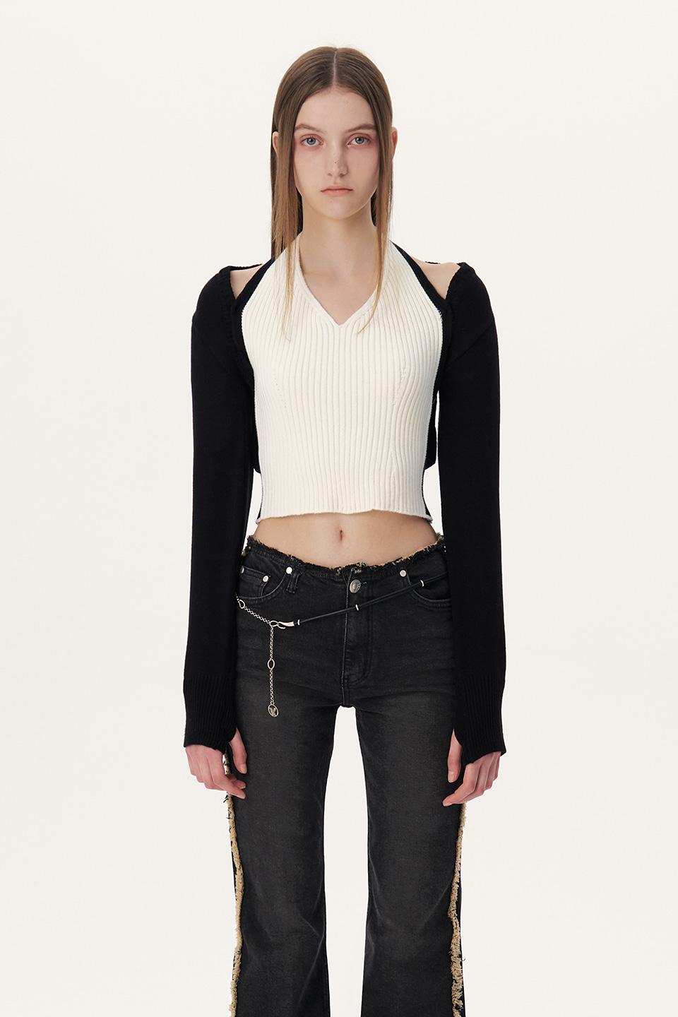 (SET) 22A HALTER KNIT TOP & LAYERED BOLERO KNIT TOP - IVORY (9/14일 예약배송)
