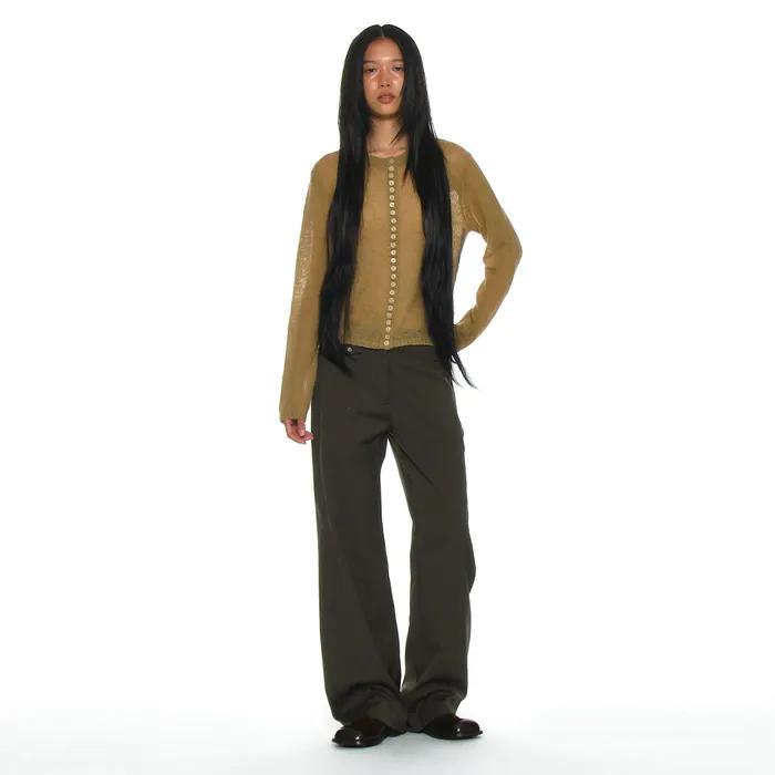 CUT-OUT WAIST TROUSERS_KHAKI BROWN