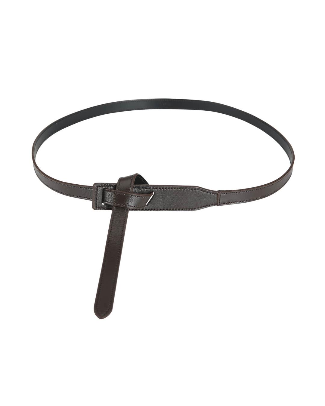 LOOP LEATHER BELT, DARK BROWN