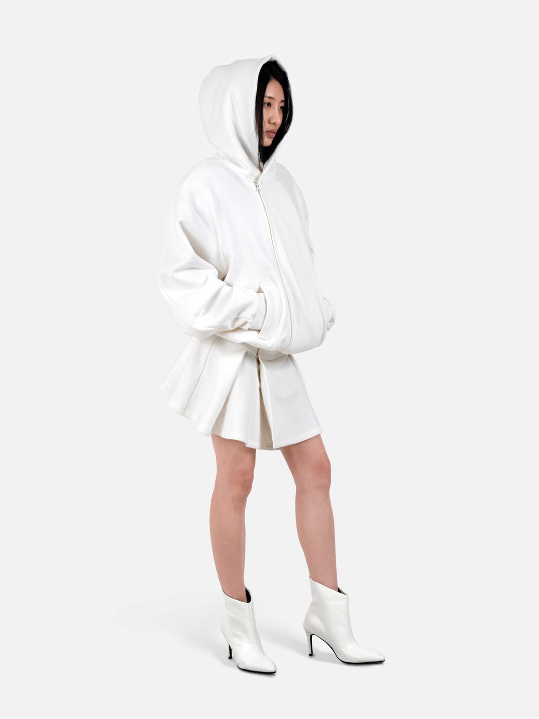 오버사이즈 집업 후디 드레스 (화이트)