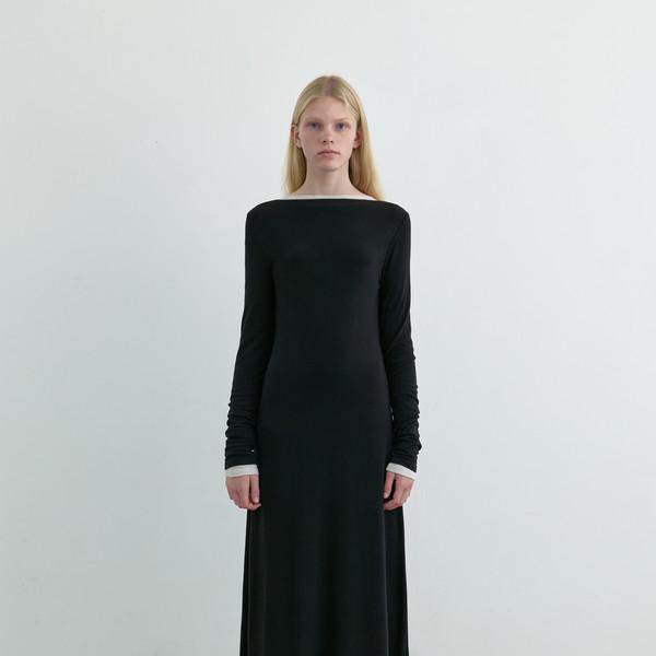 SOFT JERSEY LONG DRESS _ BLACK