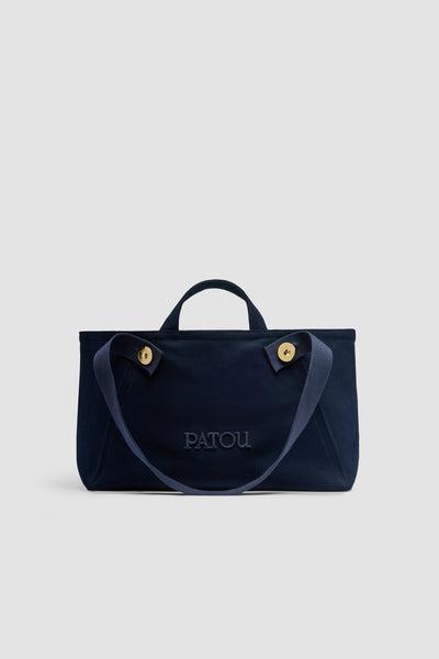 Large Patou logo trapeze tote in cotton canvas - Navy Black - One Size
