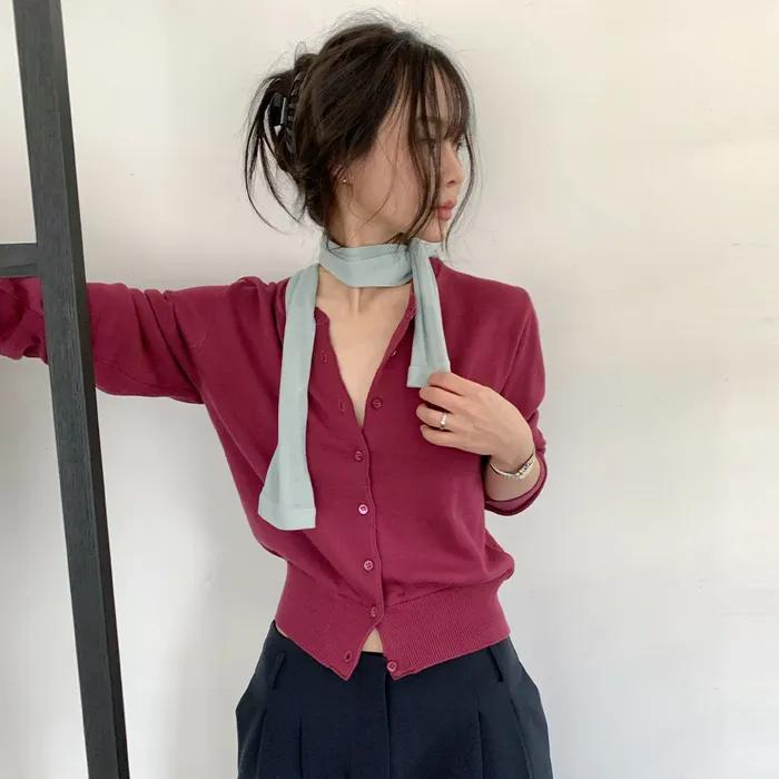 Classic Cotton Cardigan (Grape)