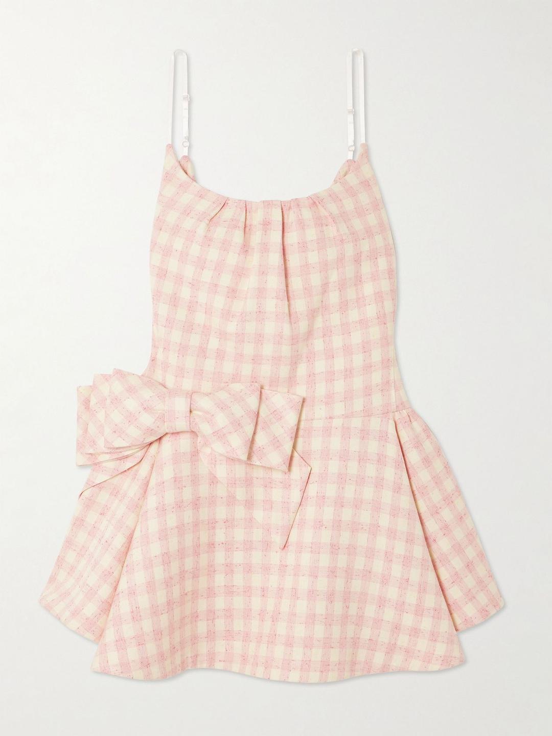 리본 체크 트위드 미니 드레스