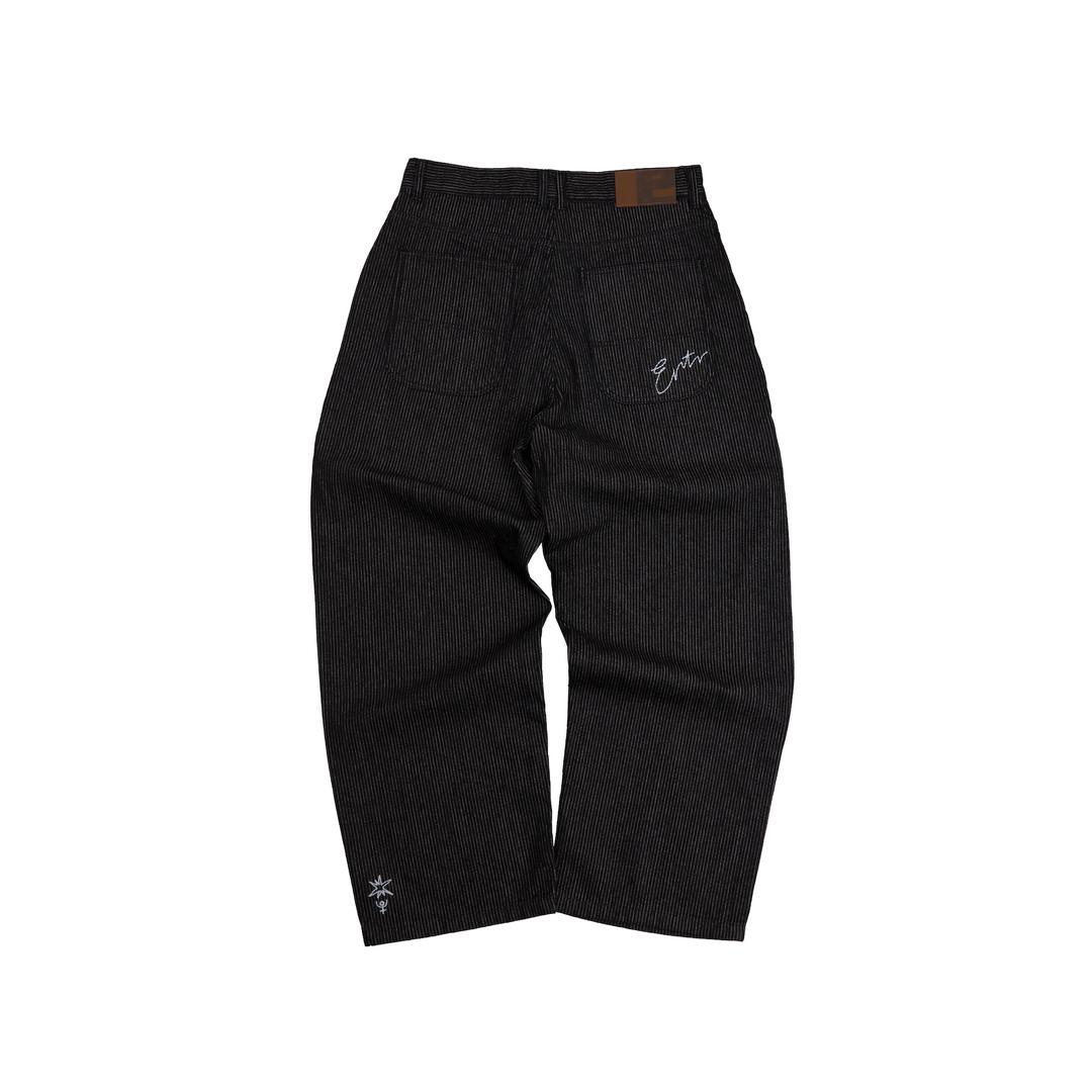 Stripe Denim Pants Black