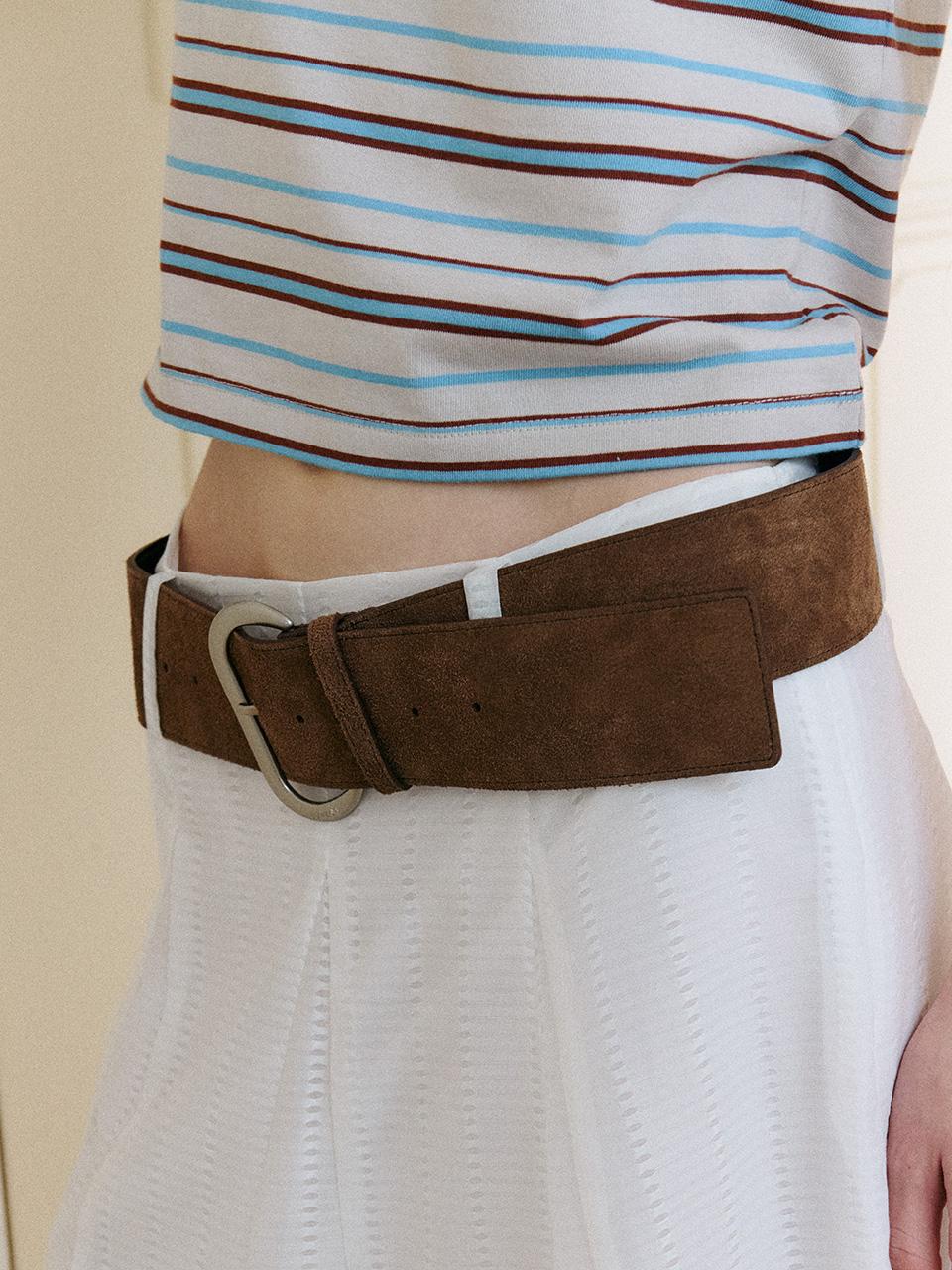 REAL SUEDE WIDE BELT BROWN