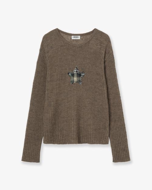 SHEER APPLIQUE KNIT [BROWN]