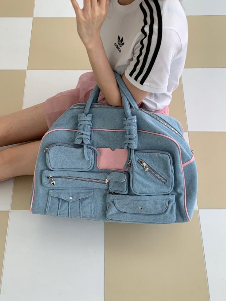 수심 White Denim Boston Bag(2 color) 화이트 데님 보스턴 백 여행 가방