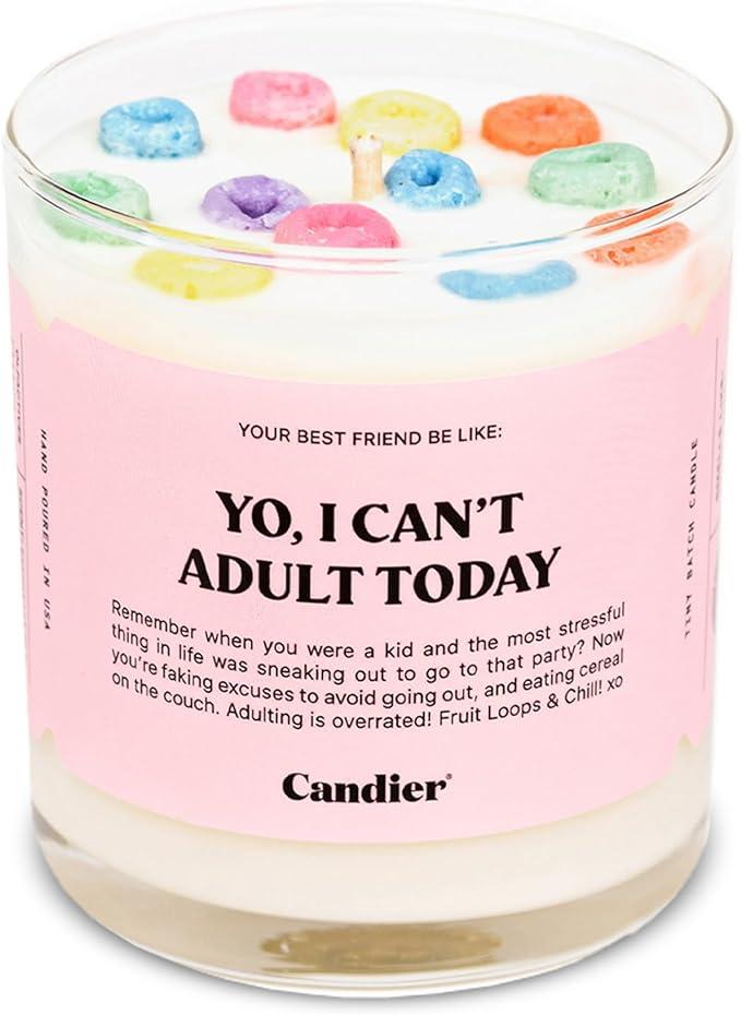 Can’t Adult Cereal Scented Candle, Natural Soy Candle w/Fruit Loops & Cereal Milk Notes, Aromatherapy Candle for Relaxation, Unique Candles Gifts for Women, 60-Hour Burn Time - Candier by Ryan Porter