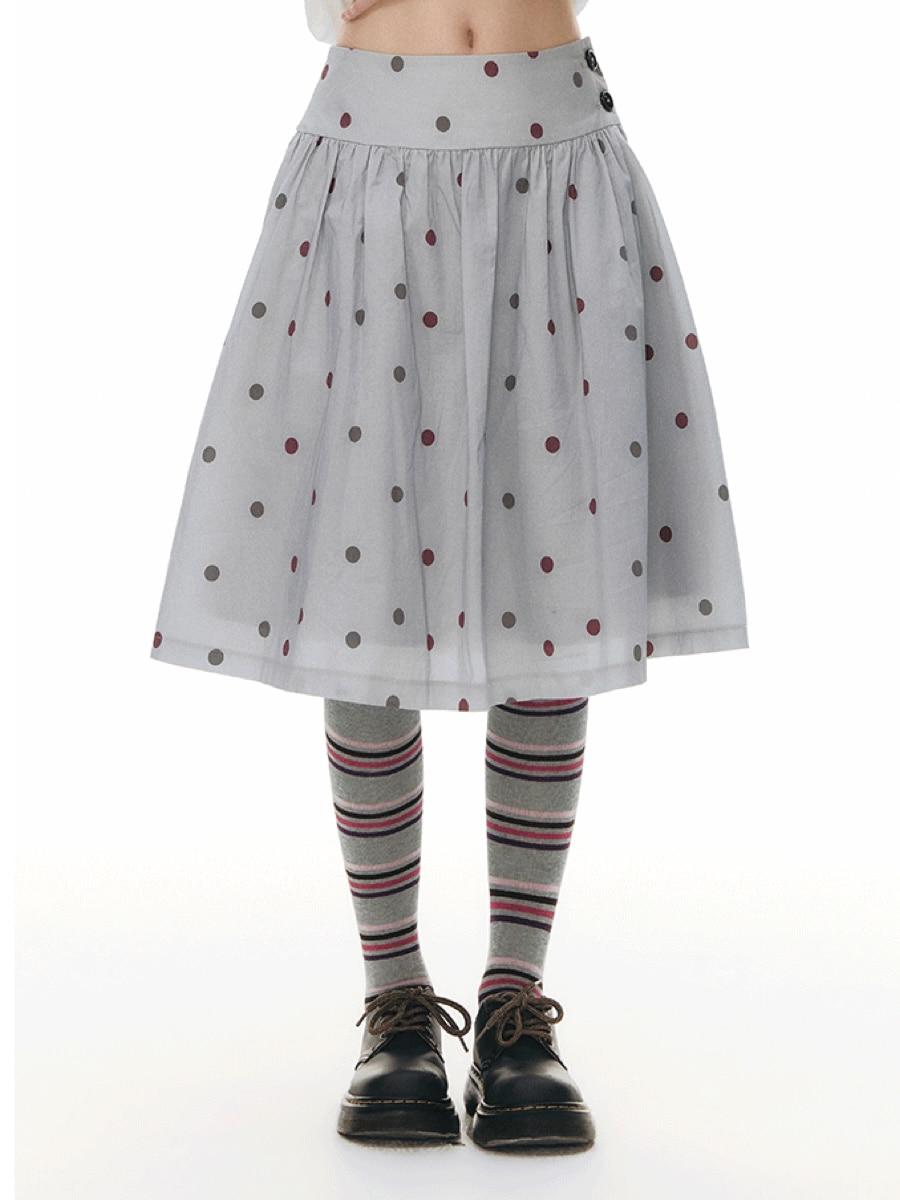 TAKEANAP Custom Polka Dot Flared Midi Skirt