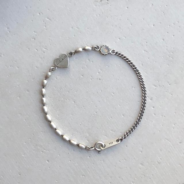Slim ballchain Bracelet _ Heart pendant (Mix chain)