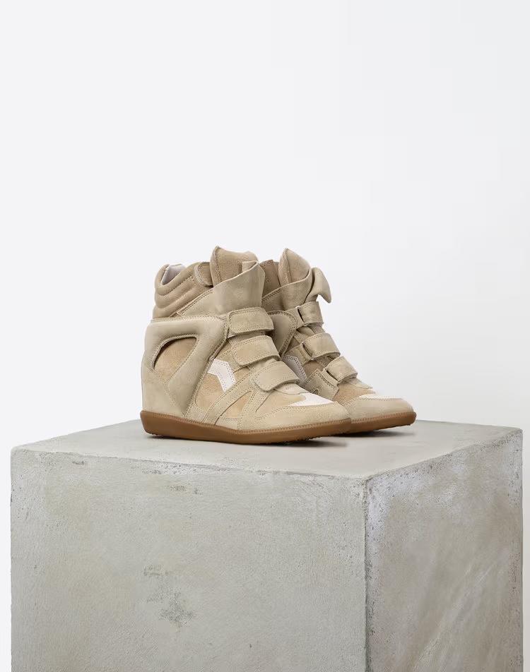 베이지 벨크로 소가죽 베켓 스니커즈