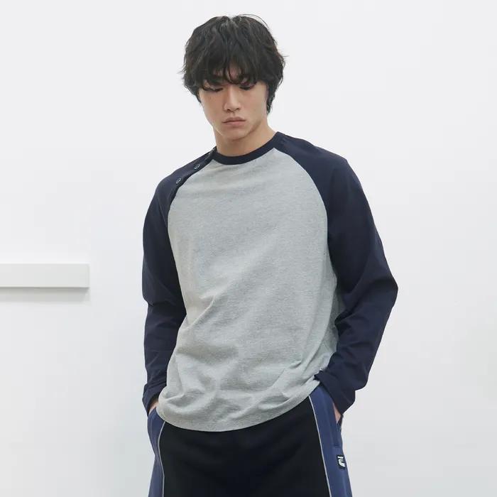 [4/14 출고][1차] Button Open Raglan Tee Navy
