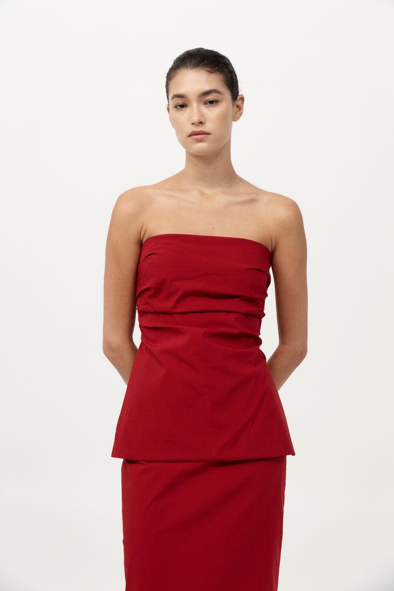 Strapless Tie Back Top - Rosso - L