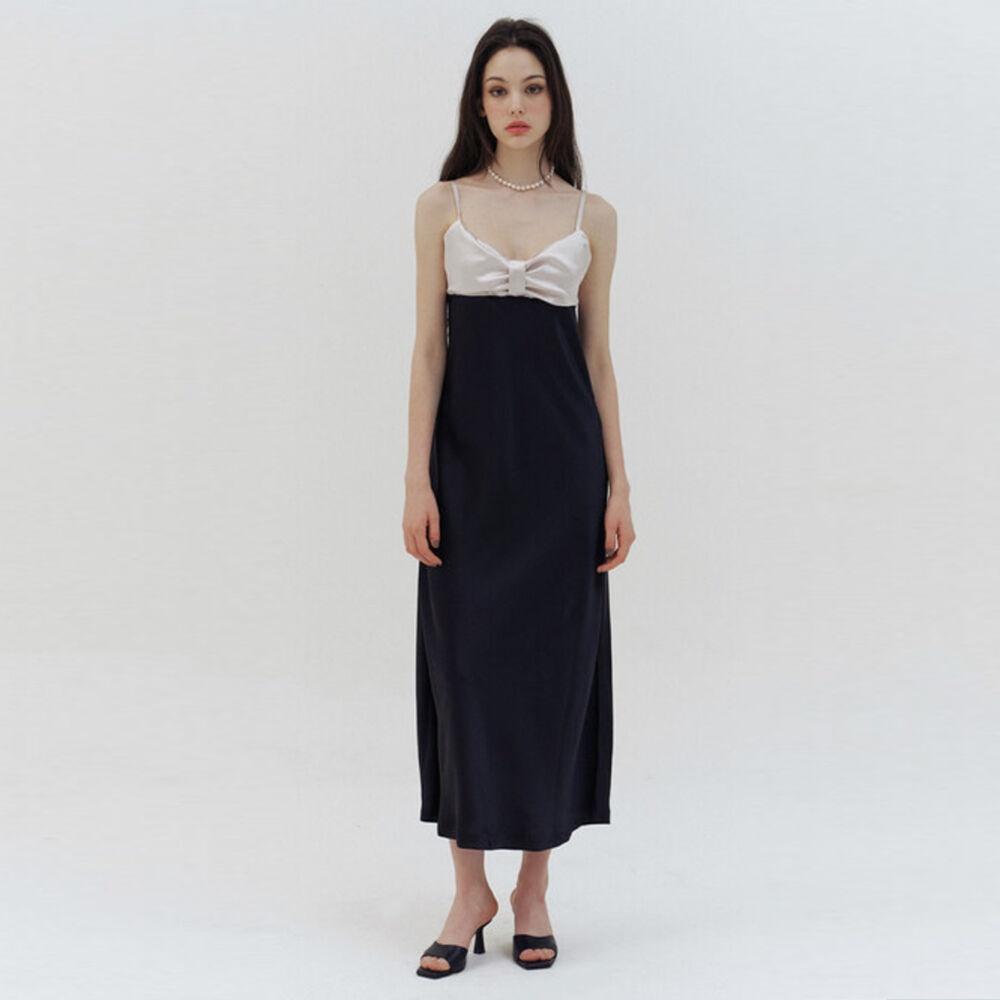 ribbon satin slip dress