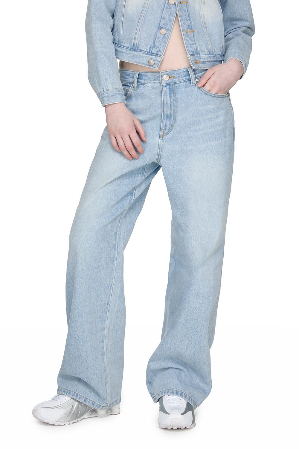 Low-Rise Denim Pants, LIGHT BLUE