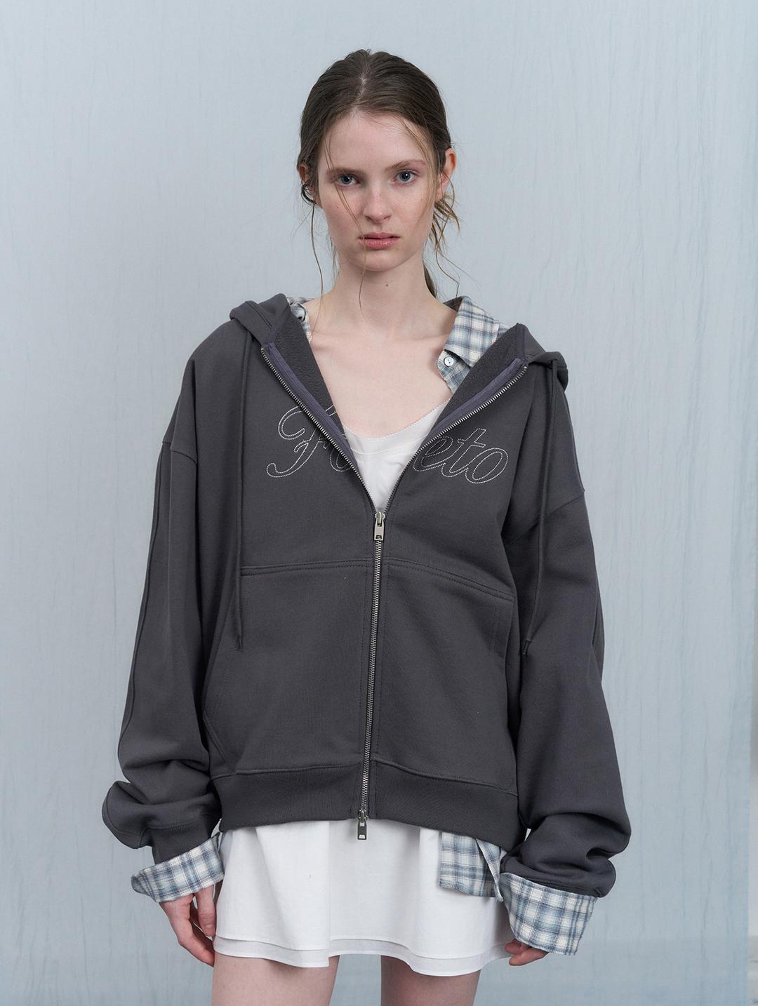 [2nd/3주이상소요] Dancer stich hoody zip-up - charcoal