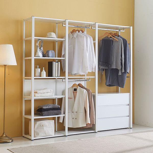 그리드2 철제 드레스룸 시스템장 2160 (6선반+6옷장+8서랍장)