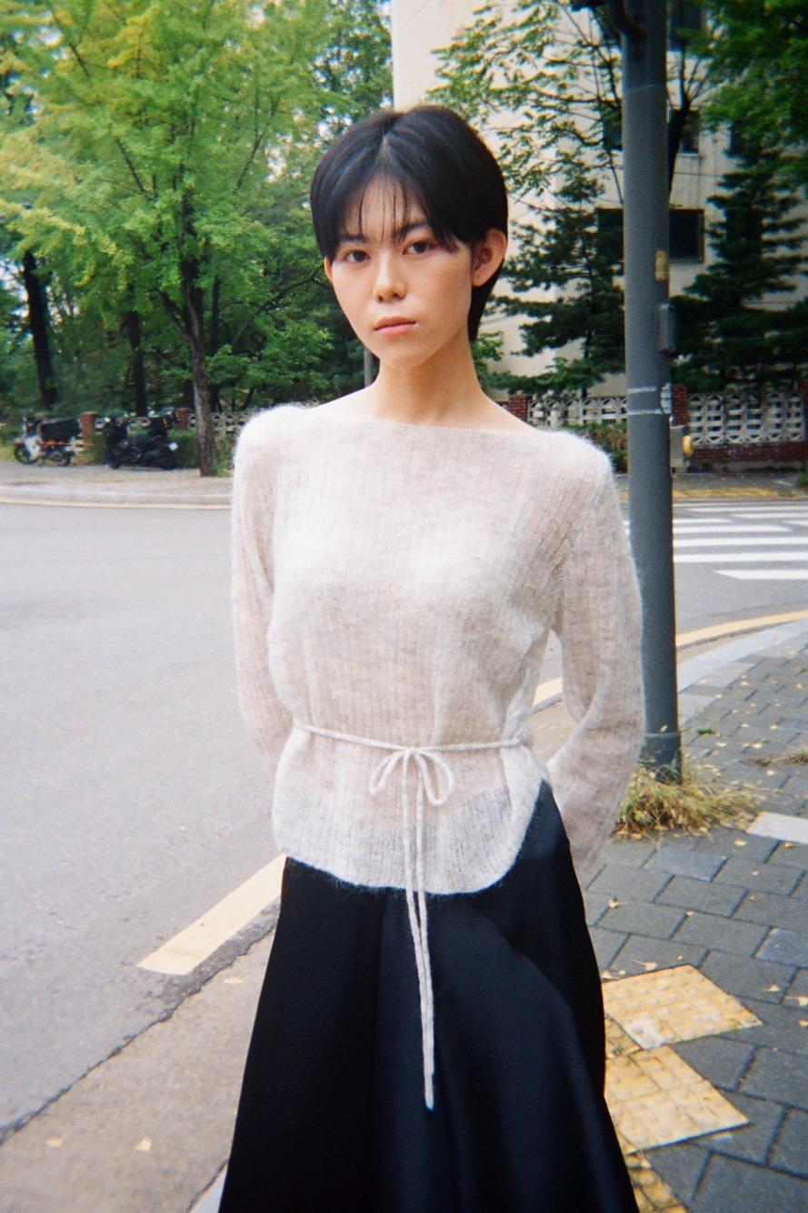 Light Grey Mohair Tie Knit