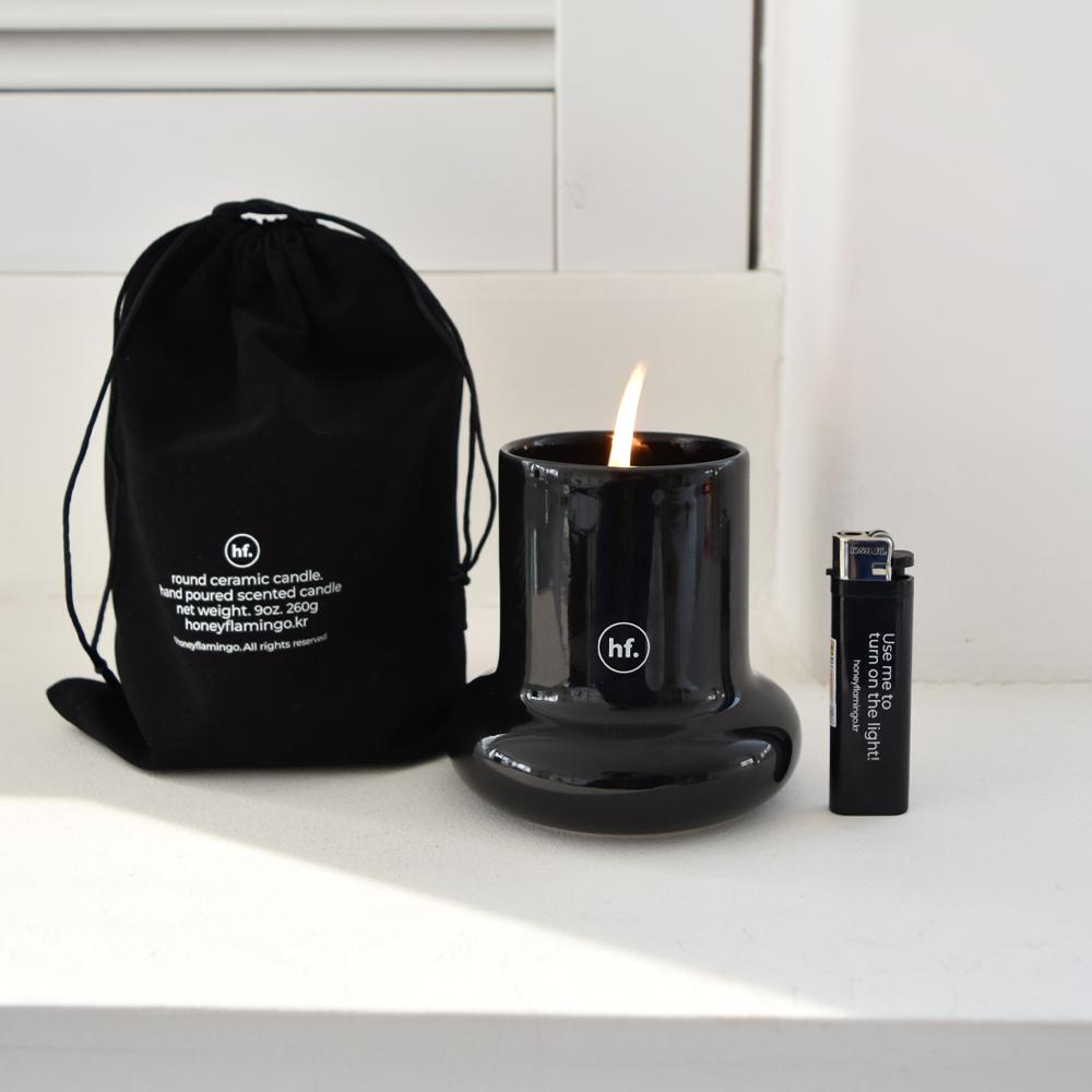 라운드 세라믹 캔들 블랙 에디션 (세 가지 향) 라이터 증정