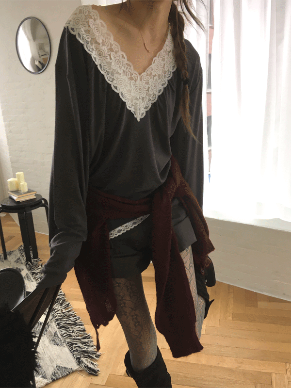 베디 wool lace T