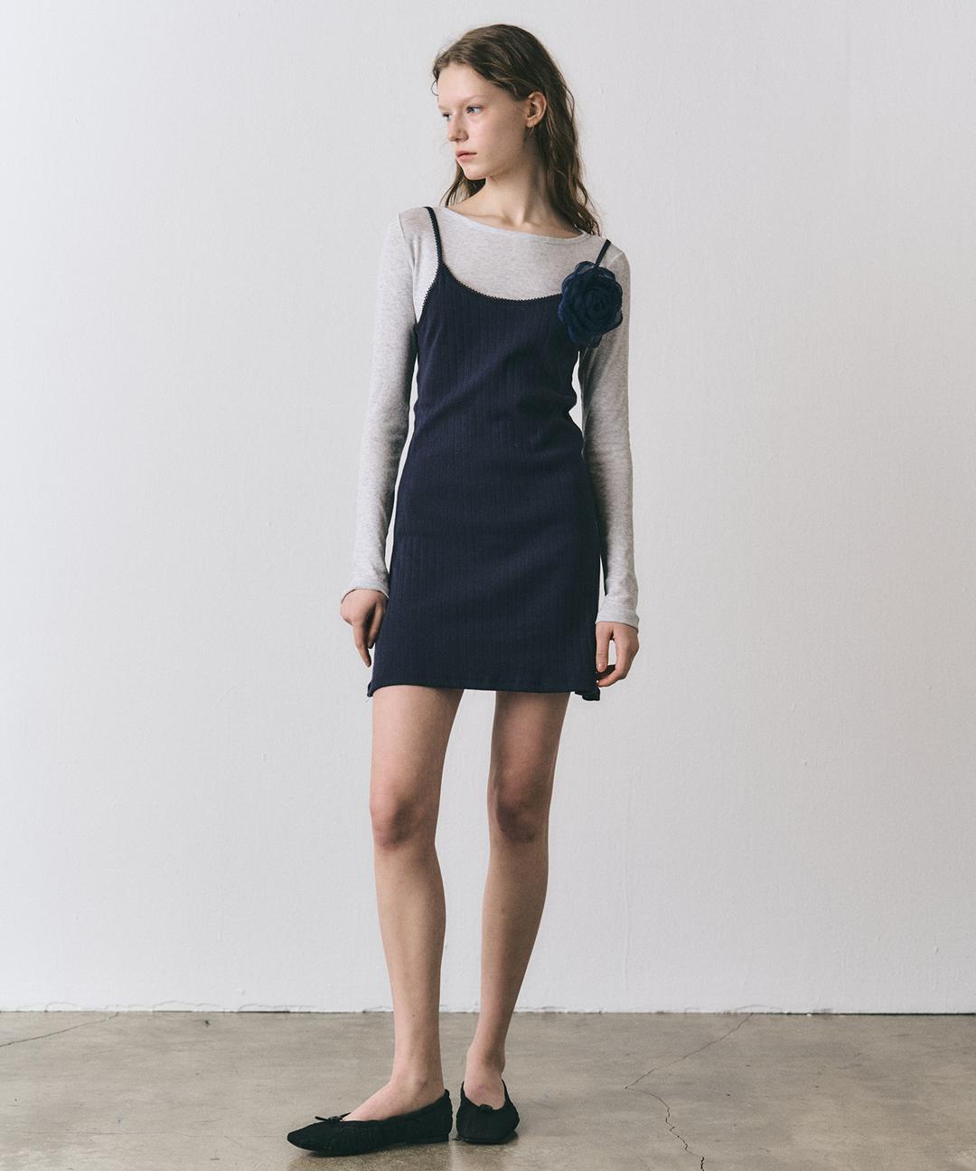 Lace flower dress_Navy