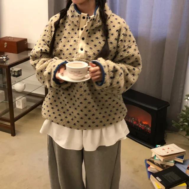 *28일 발송예정*레트로 하트 양털 뽀글이 하이넥 아노락(2color)