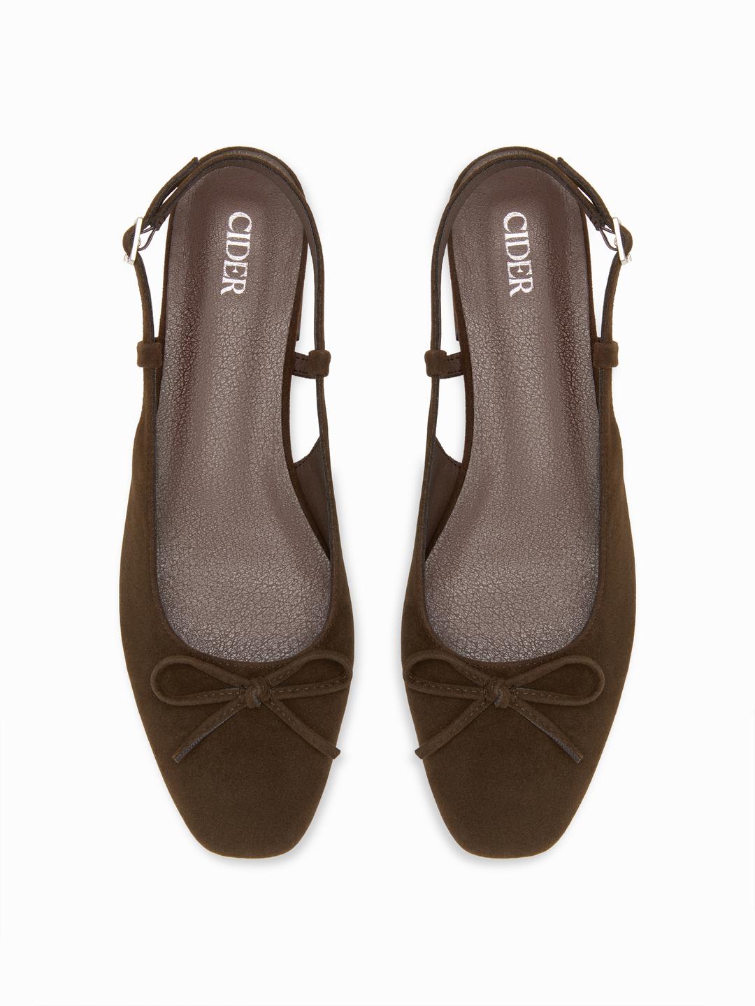 BOWKNOT FAUX SUEDE SLINGBACK FLATS