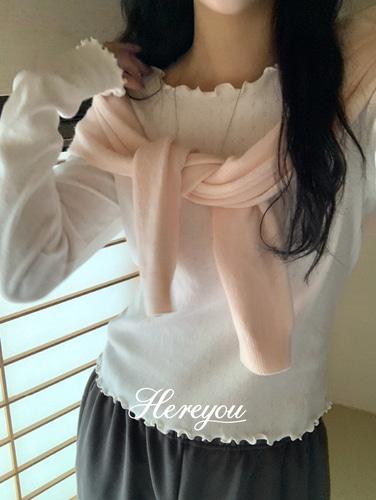 유리에 여유주문/주문폭주👼🏻 [here you] 윙즈 트리밍 긴팔 tee - 3color (레터링/자수/날라리/펀칭/스카시/레이어드/긴팔티셔츠)