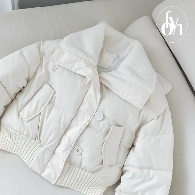 [ 고퀄보장 / 꼭하세요! ] 어나더 시보리 니트 하이카라넥 버튼 숏패딩 크롭패딩 4color