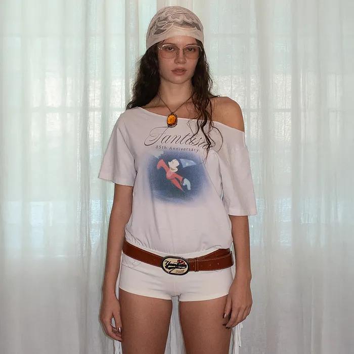 [Sculptor X Fantasia] Mickey Cut Out Tee Dirty White