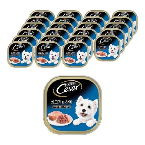 시저 전연령용 주식캔, 쇠고기와 참치 (1..., 100g, 24개 - 습식사료 | 쿠팡