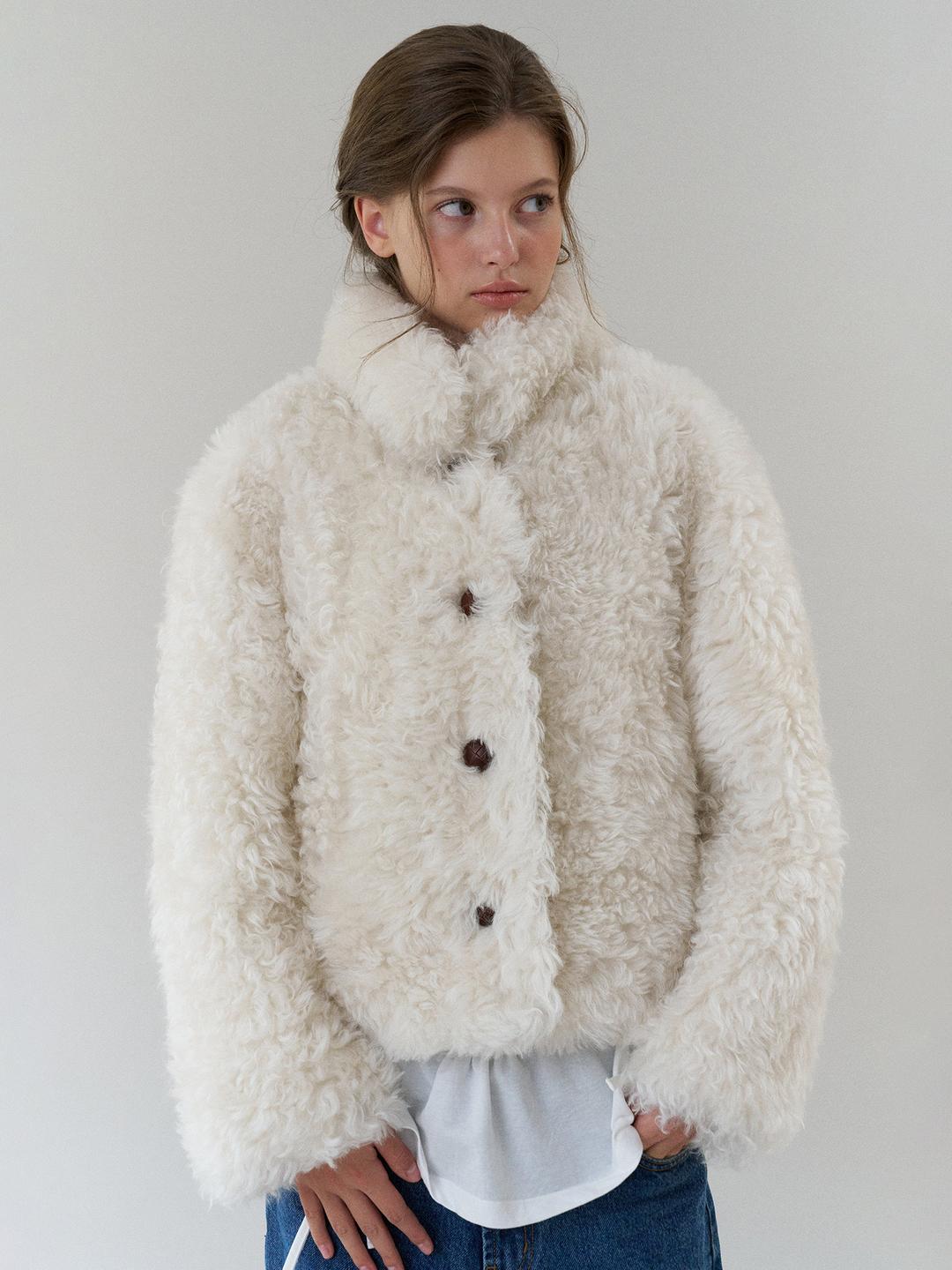 etoile shearling fur jacket (snow)