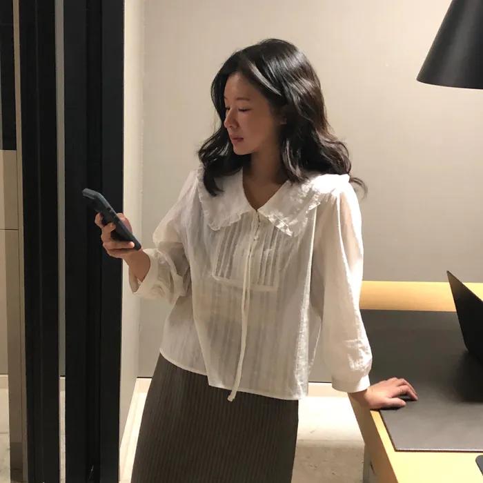 빈티지 세일러 블라우스_Ivory