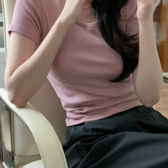 파이 슬림핏 쫀쫀 티셔츠
