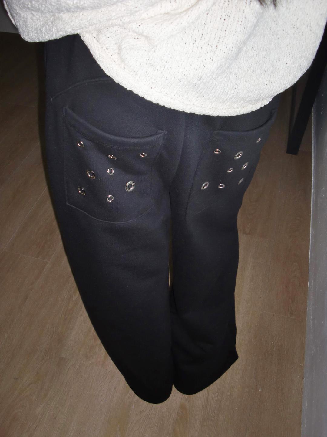 EYELET SWEAT PANTS_BLACK