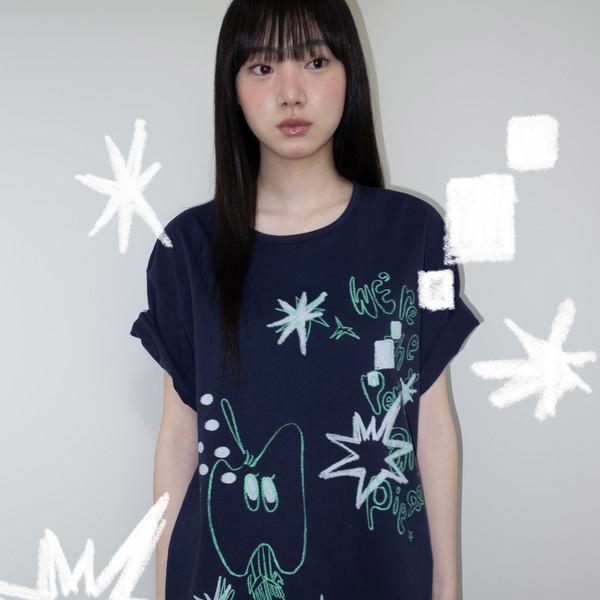 [6월 2일 출고] CRAYON FRUIT T-SHIRT (APPLE NAVY)