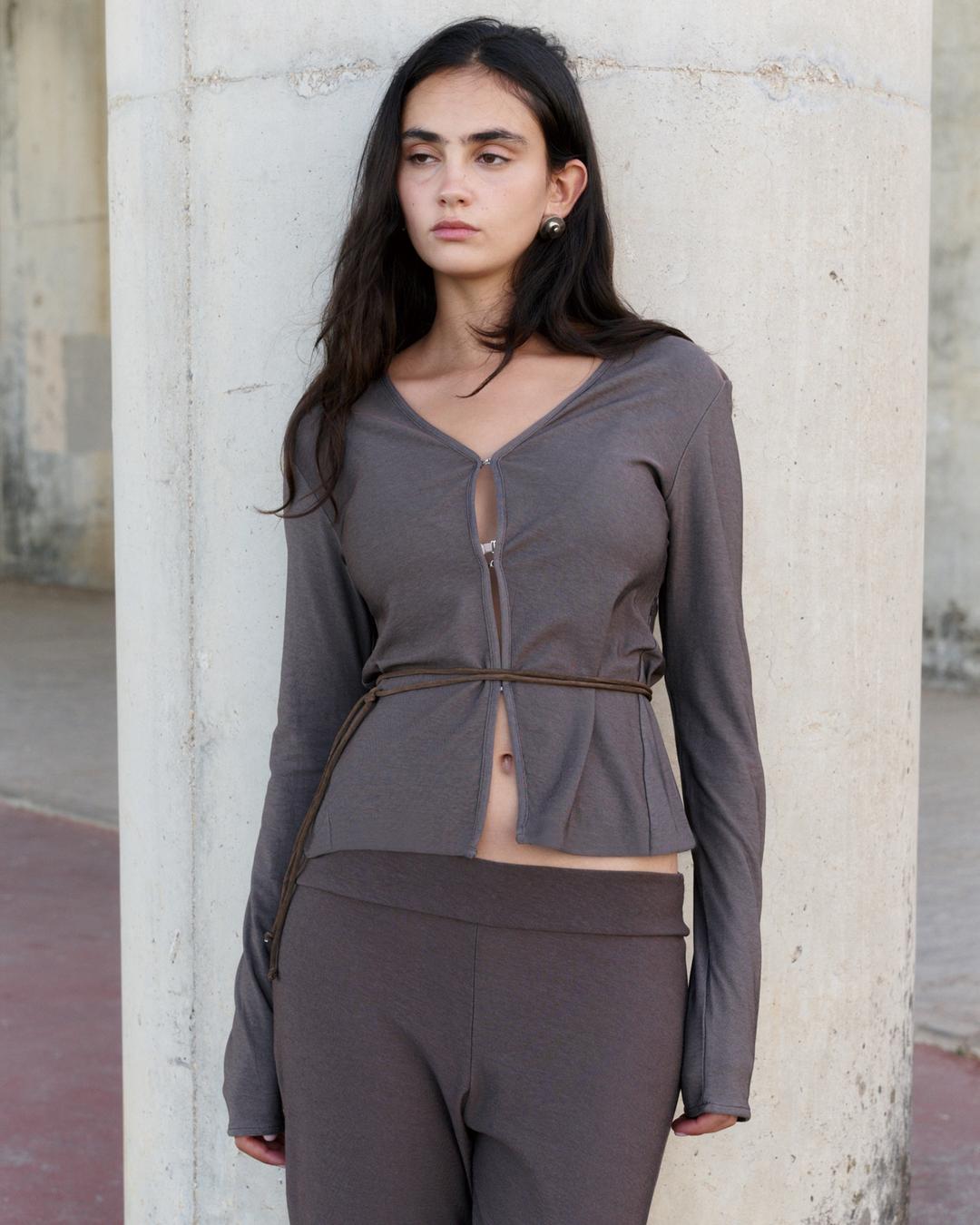 Sophia Cardigan - charcoal brown