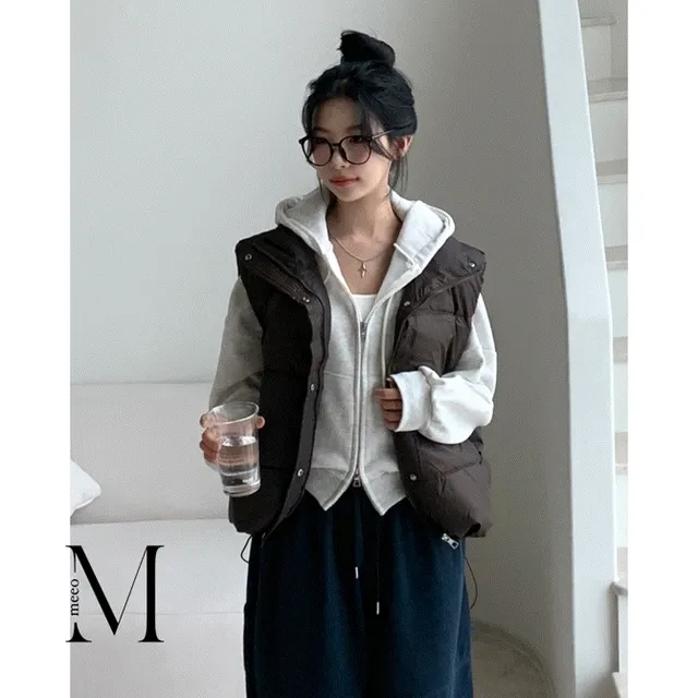 [핀터무드🤎] 브레드 스트링 조끼패딩