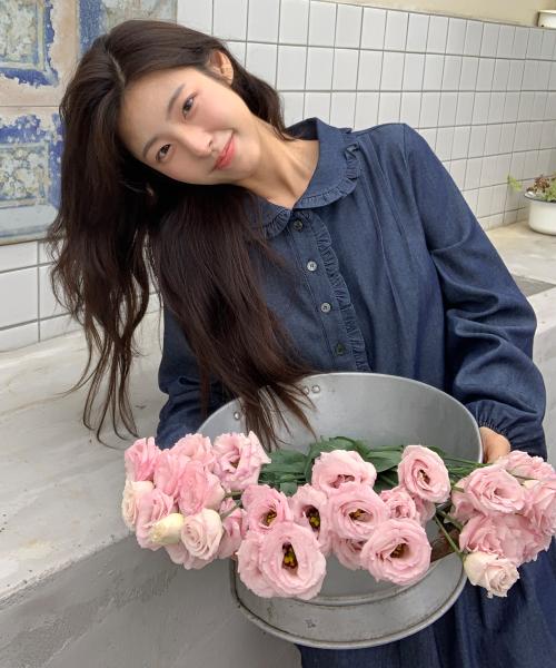 포이 프릴 데님 블라우스 ( 진청 )